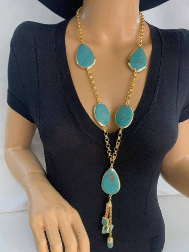 gold-plated necklace turquoise