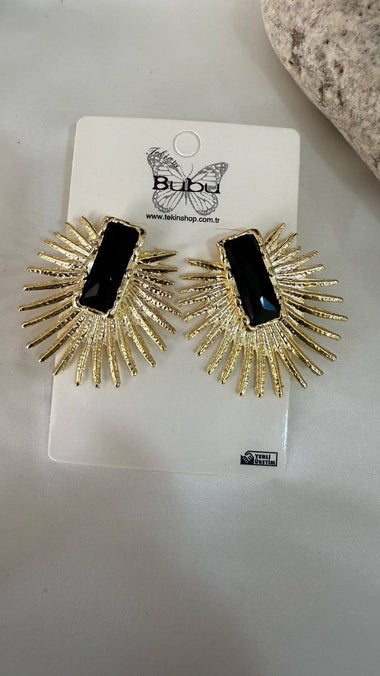 Black Crystal Stone Earrings