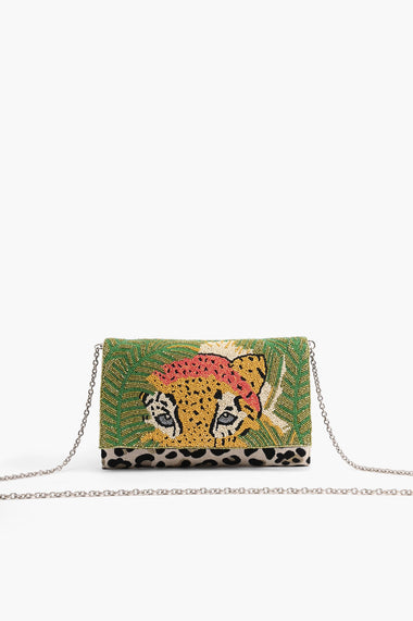 Safari Leopard Embellished Clutch
