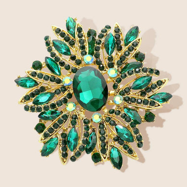 Glass Crystal Flower Brooch / Pendant
: EM