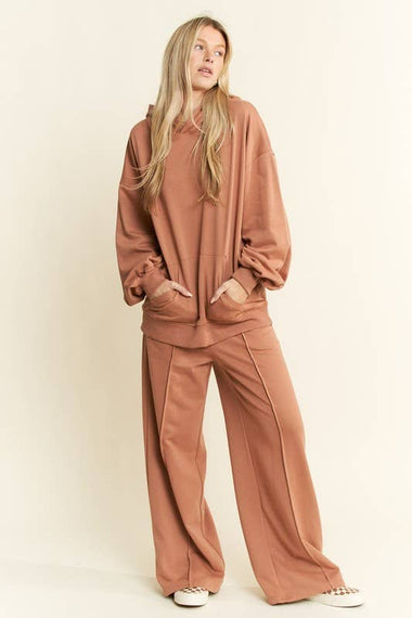 SOLID COTTON BRUSHED SET: Marsala