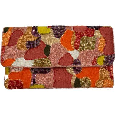 ABSTRACT WARM EMBROIDERY BEADED CLUTCH/ Sold Out