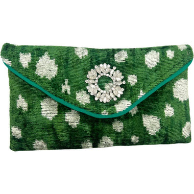 Emerald Green and Cream Polka Dot Lily Cocktail Clutch: LC FW24C