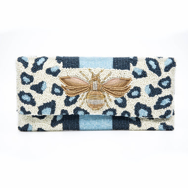 Blue Cheetah Queen Bee Clutch