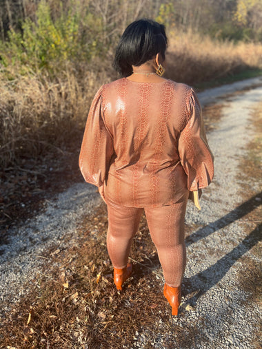 Cappuccino Brown Skin Faux Leather Top