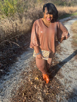 Cappuccino Brown Skin Faux Leather Top