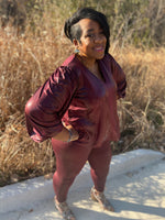 Burgundy Wine Faux Leather Snake Skin Top