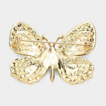 Rhinestone Pave Butterfly Pin Brooch: Black,Fuchsia
