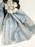 Light Blue Denim & Pearl Earrings - Spring Vacation Style