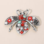 Pearl Floral Rhinestone Embellished Bee Pin Brooch: Gold Burnished,Multi