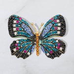 Rhinestone Pave Butterfly Pin Brooch: Black,Fuchsia