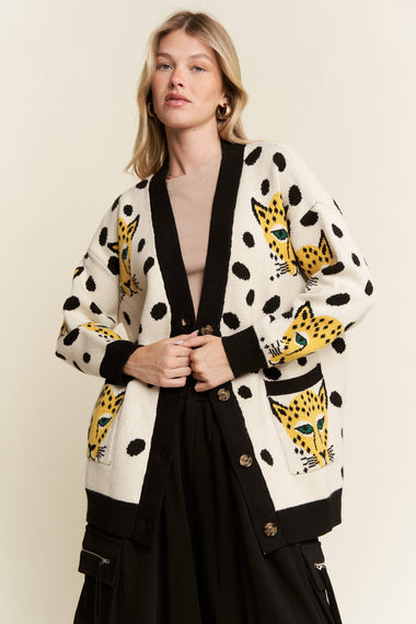 CHEETAHLICIOUS CARDIGAN: CREAM