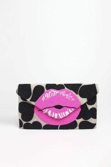 A KISS MY HEART BEADED PINK LIP