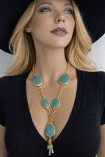 gold-plated necklace  turquoise