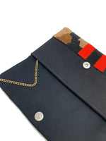GOLD CAMO BEE BEADED CLUTCH W/ RED & BLACK STRIPES