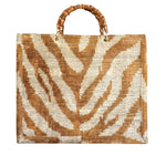Silk Velvet Ikat Large Tote Bag with Bamboo Handle