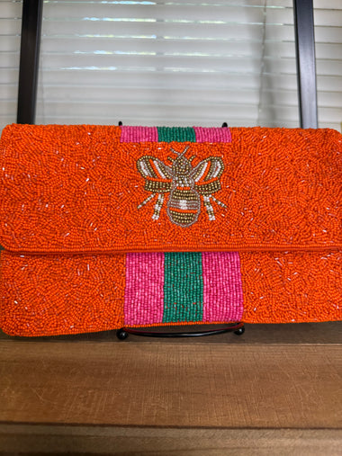 Butterfly Tangerine Clutch