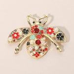Pearl Floral Rhinestone Embellished Bee Pin Brooch: Gold Burnished,Multi
