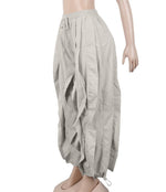 Halen ruffled wide-Leg pants drawstring hem: Khaki