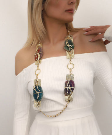 Gold Plated Stone Necklace
