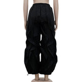 Halen ruffled wide-Leg pants drawstring hem: Khaki