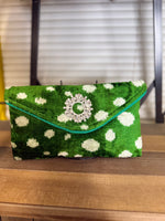 Emerald Green And Cream Clutch /Cross Body