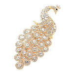Grace Perched Peacock Rhinestone Brooch Pin: Blue Multi
