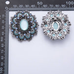 Vintage Antique Silver Flower Brooch Aqua Blue Turquoise Crystal Pin