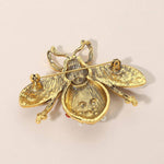 Pearl Floral Rhinestone Embellished Bee Pin Brooch: Gold Burnished,Multi