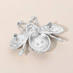 Pearl Floral Rhinestone Embellished Bee Pin Brooch: Gold Burnished,Multi