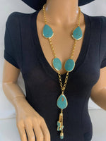 gold-plated necklace  turquoise