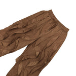 Drawstring Hem Ruffled Wide-Leg Pants: Coffee