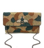 CAMO BEE BEADED CLUTCH