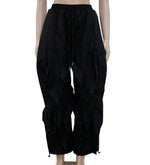 Halen ruffled wide-Leg pants drawstring hem: Khaki