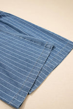 Plus Size Button Pleated Drawstring Waist Wide Leg Jeans: Missy / Blue