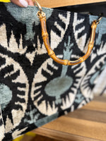 Silk Velvet Large Tote Bag with Baboo Handle