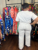 White Ripped Wide Leg Jeans