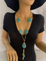 gold-plated necklace  turquoise