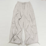 Halen ruffled wide-Leg pants drawstring hem: Khaki