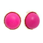 Studs Domed Purple Wood Large Earrings for Women: Purple / Gold / 1.6 x 1 inches