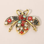 Pearl Floral Rhinestone Embellished Bee Pin Brooch: Gold Burnished,Multi