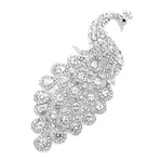 Grace Perched Peacock Rhinestone Brooch Pin: Blue Multi