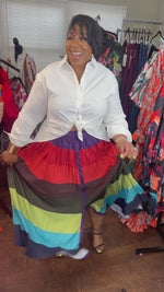 Rainbow Pleated Skirt with Buttons/Sold Out