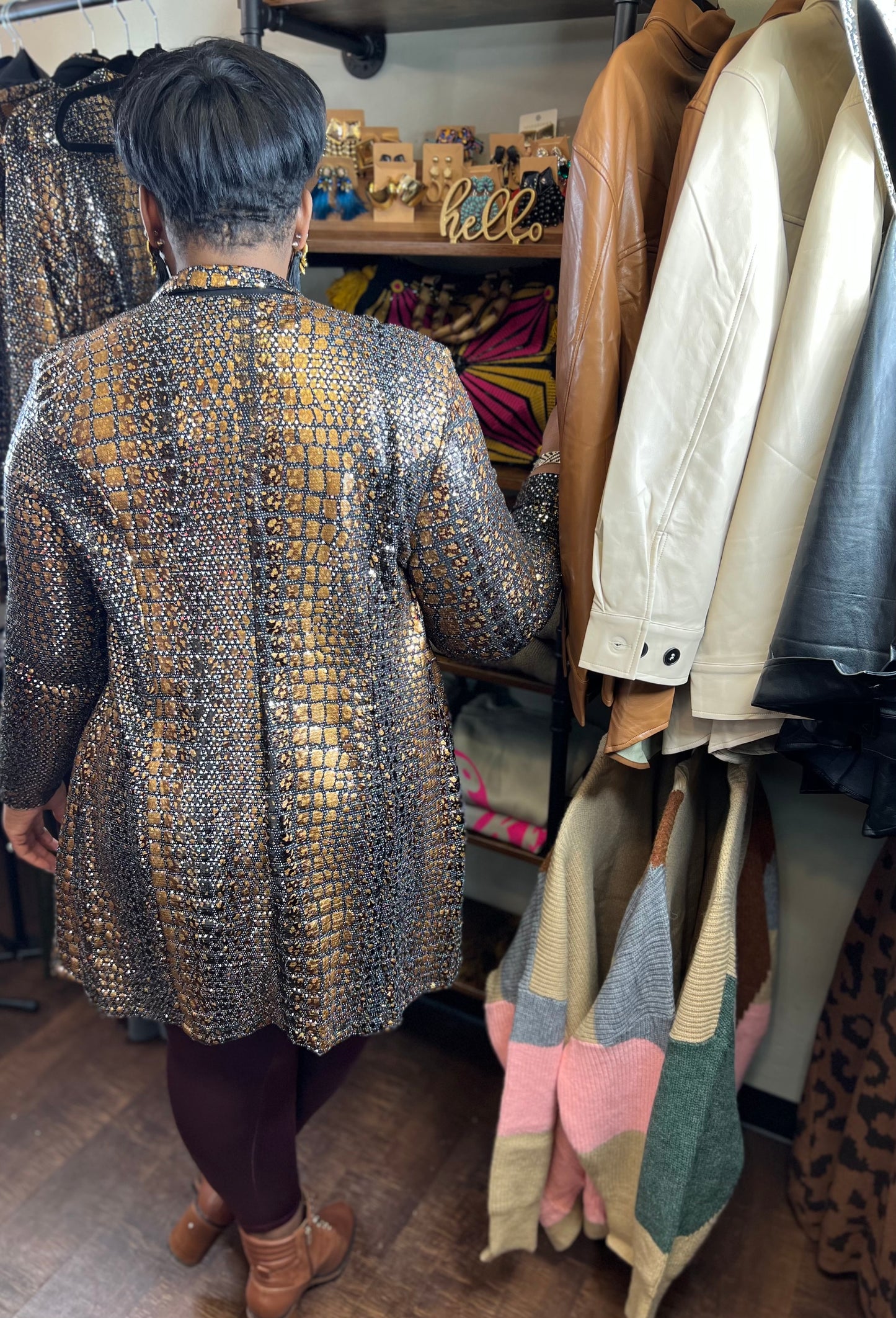 Snake Skin Copper and Black Gold Blazer