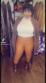 High Waisted Faux Leather Leggings (Peanut Butter)