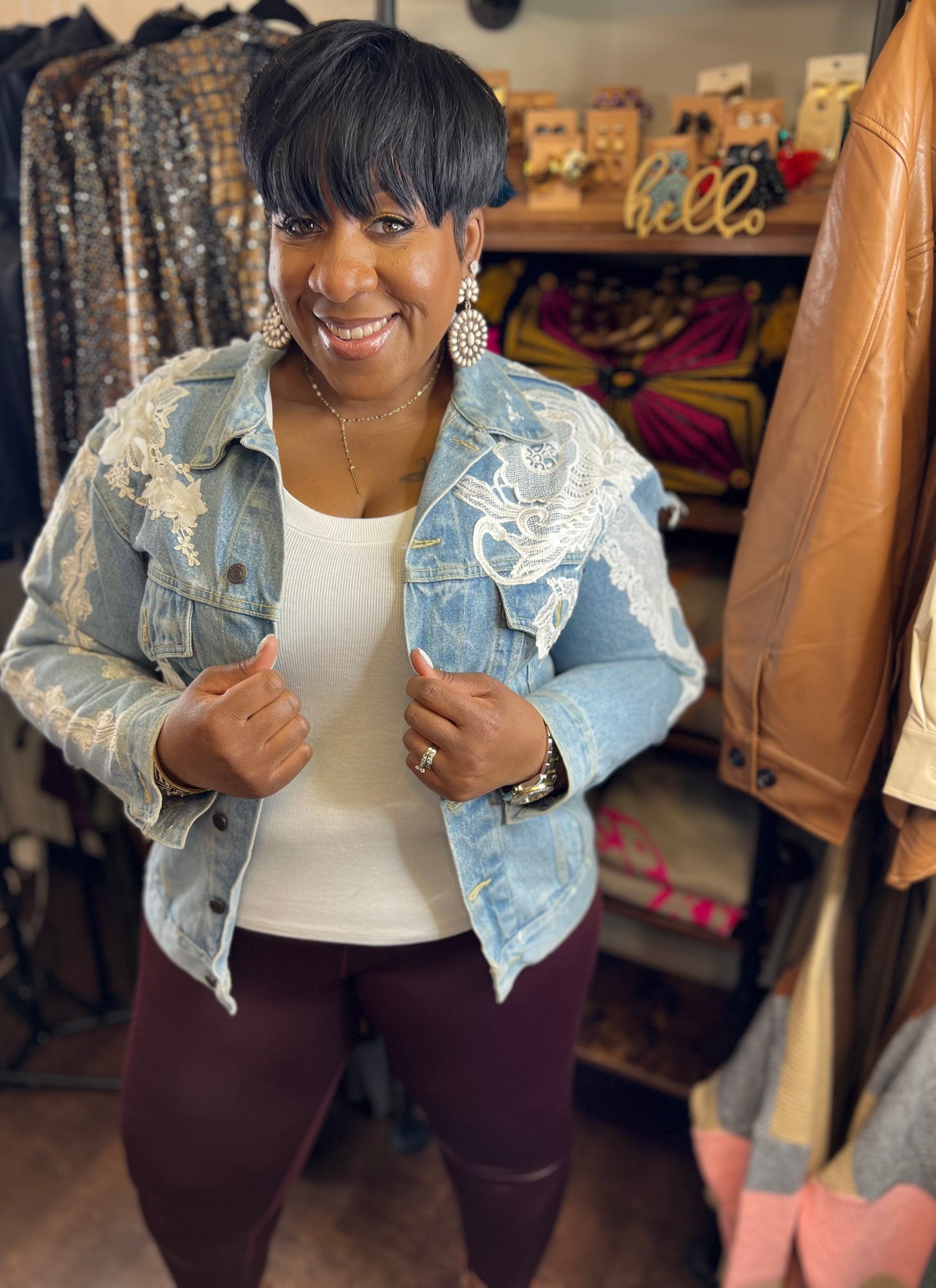 Denim Jacket Ripped Custom Lace